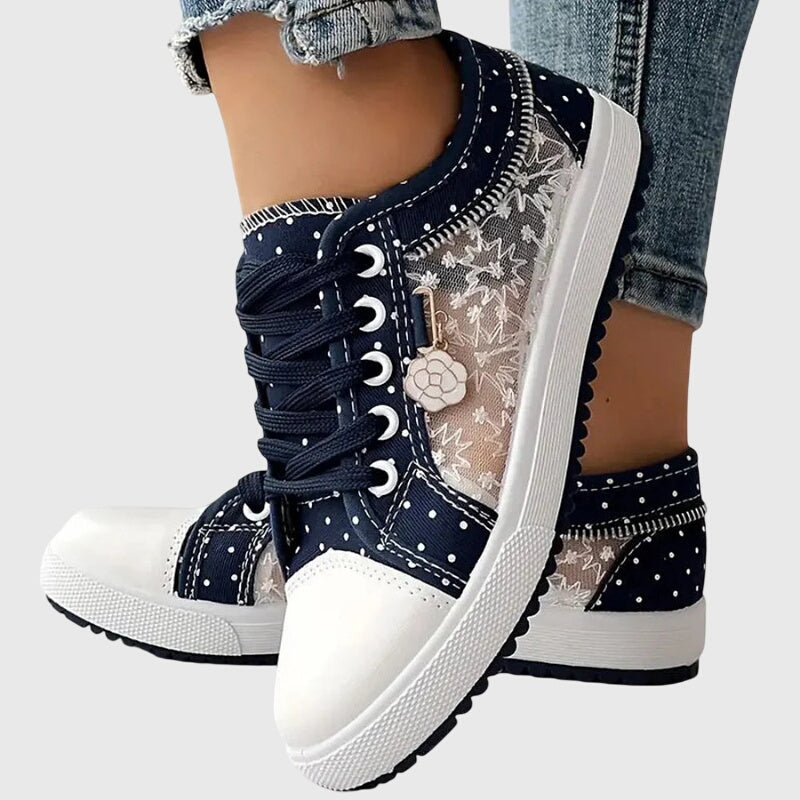 Emilia | Women's Trendy Embroidered Laced Sneakers
