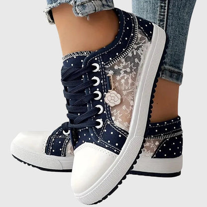 Emilia | Women's Trendy Embroidered Laced Sneakers