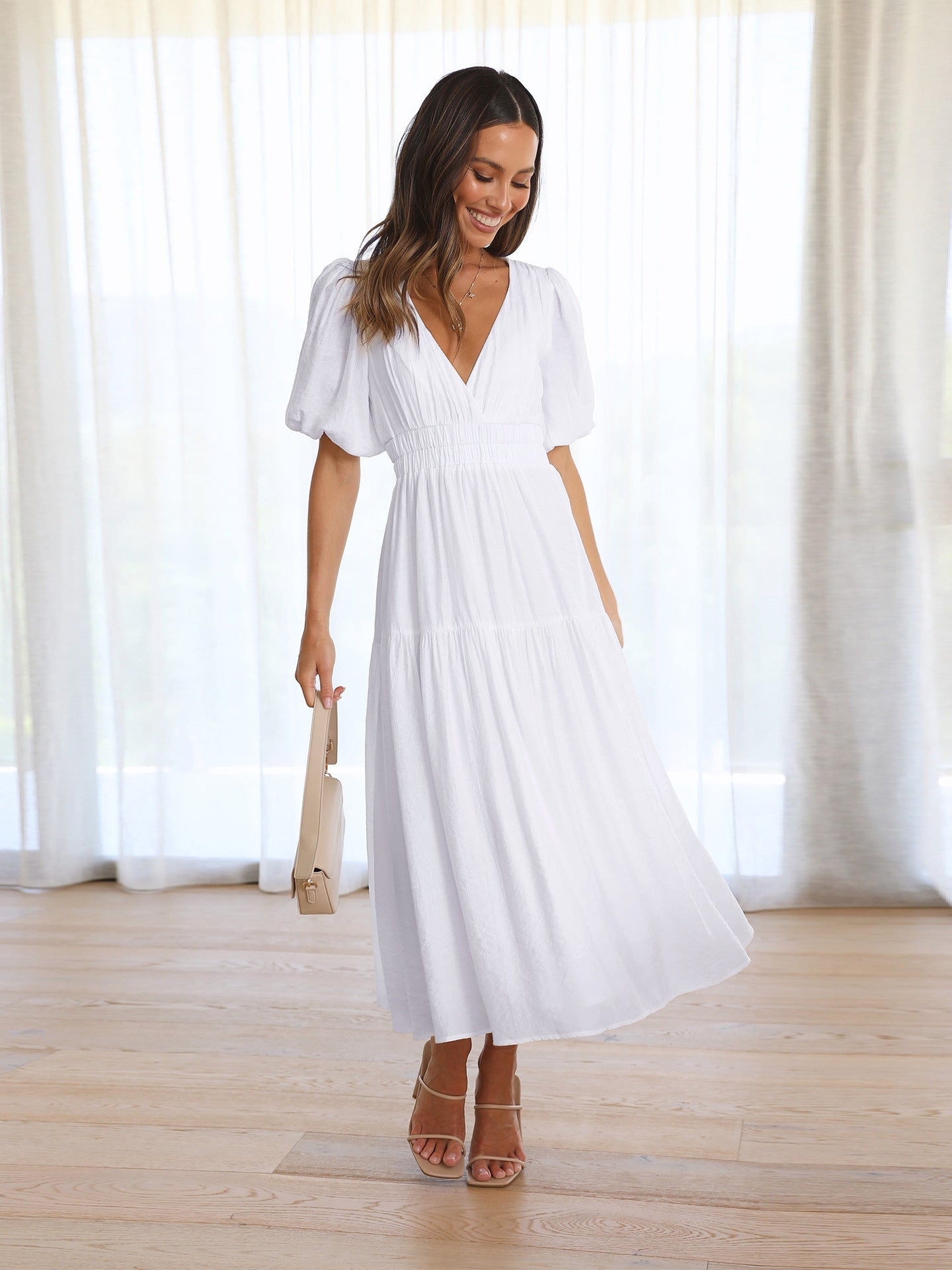Amelia | Women's Elegant Summer Dress With Puff Sleeves