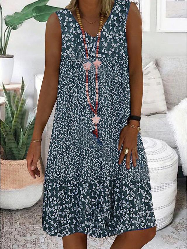 Ava | Women's Sleeveless Floral V-Neck Midi Dress