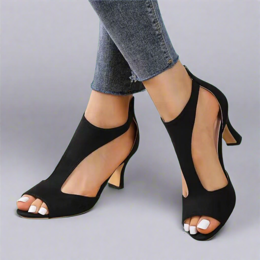 NATALIE | CUTOUT PEEP TOE HEELS