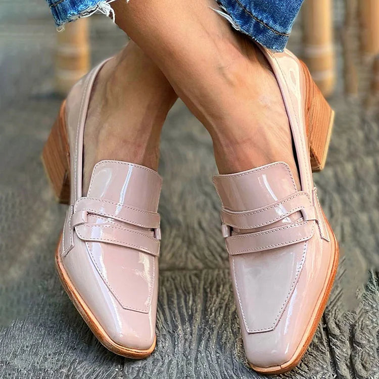 ROSELLA | MOCCASINS WITH WIDE HEEL SHINY