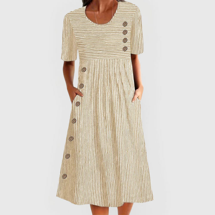 JARNA | STRIPED MIDI DRESS