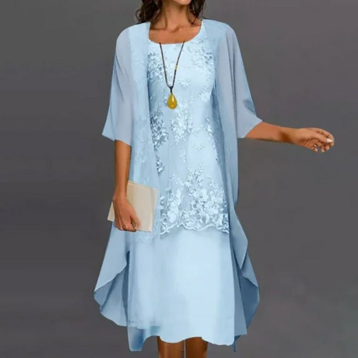 Nozie | Women's Embroided Midi Dress With Matching Cardigan
