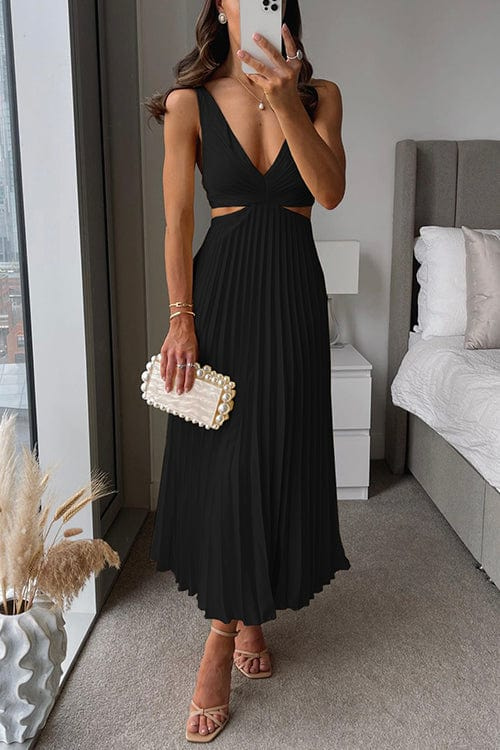 Luna | Women's Pleated Wedding Guest Midi Dress
