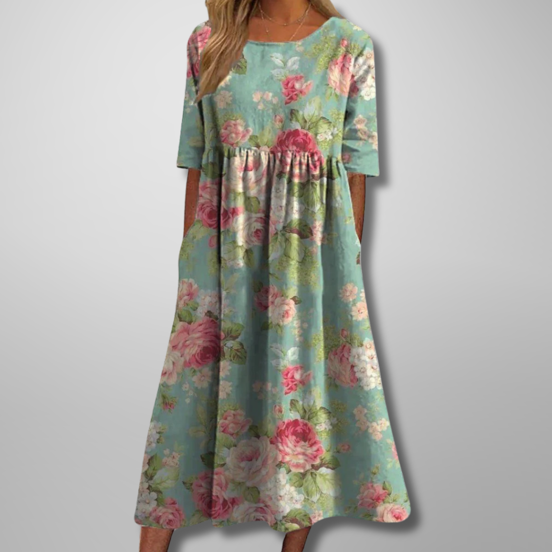 Alicia | Women’s Summer Casual Chic Floral Print Midi Dress