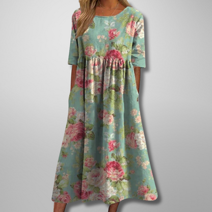 Alicia | Women’s Summer Casual Chic Floral Print Midi Dress