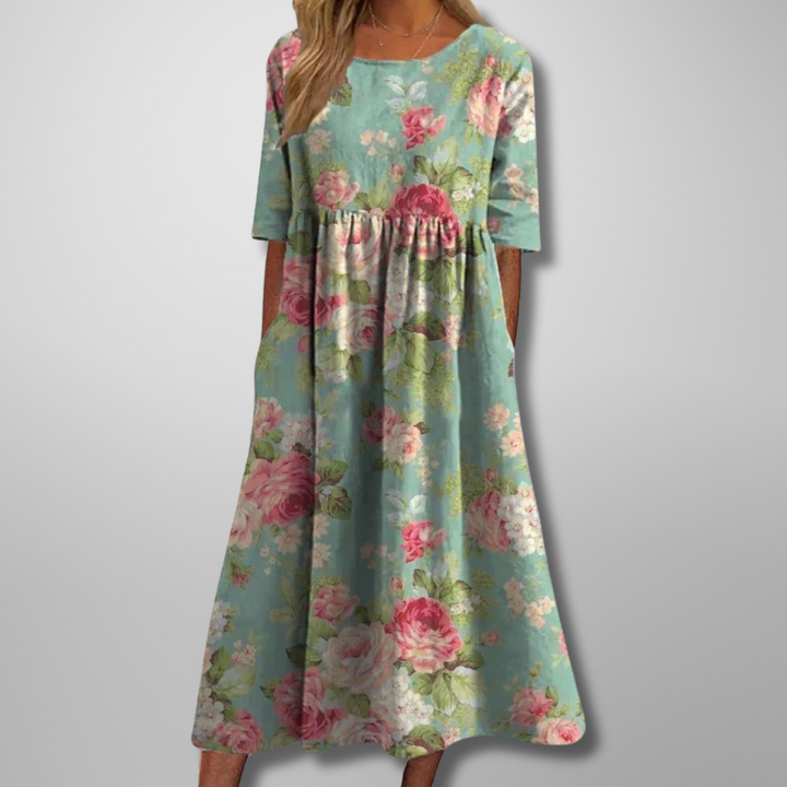 Alicia | Women’s Summer Casual Chic Floral Print Midi Dress