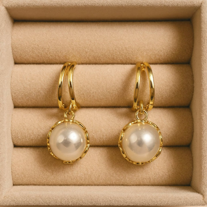 GOLD PEARL DROP EARRINGS