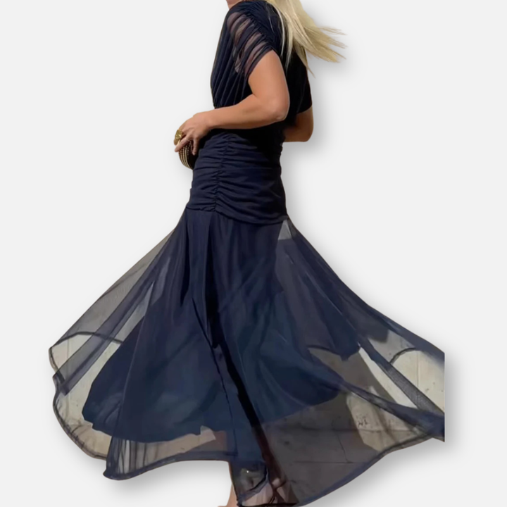 ELSIA CELESTE | ELEGANT DRESS WITH V-NECKLINE