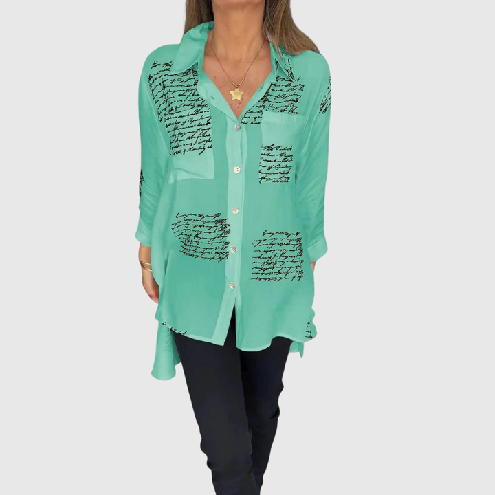 TIEMONA | RELAXED SCRIPT BUTTON SHIRT