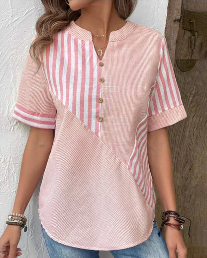 Lila | Women's Casual Striped Blouse with Short Sleeves