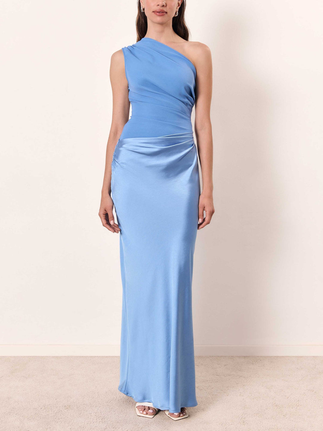 Romillya | Women’s Casual Asymmetrical Neckline Draped Maxi Dress