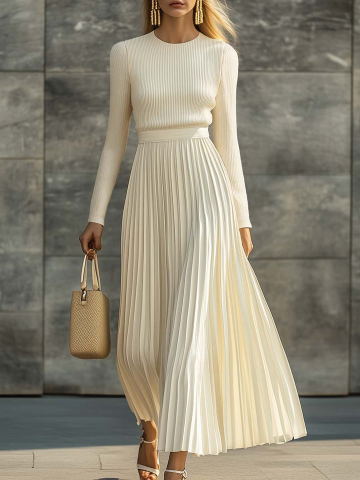 Elise | Women's Pleated Long Sleeve Maxi Dress