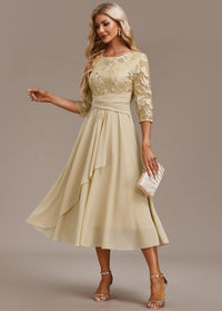Ayla | Women's Elegant Embroidered Chiffon Midi Dress