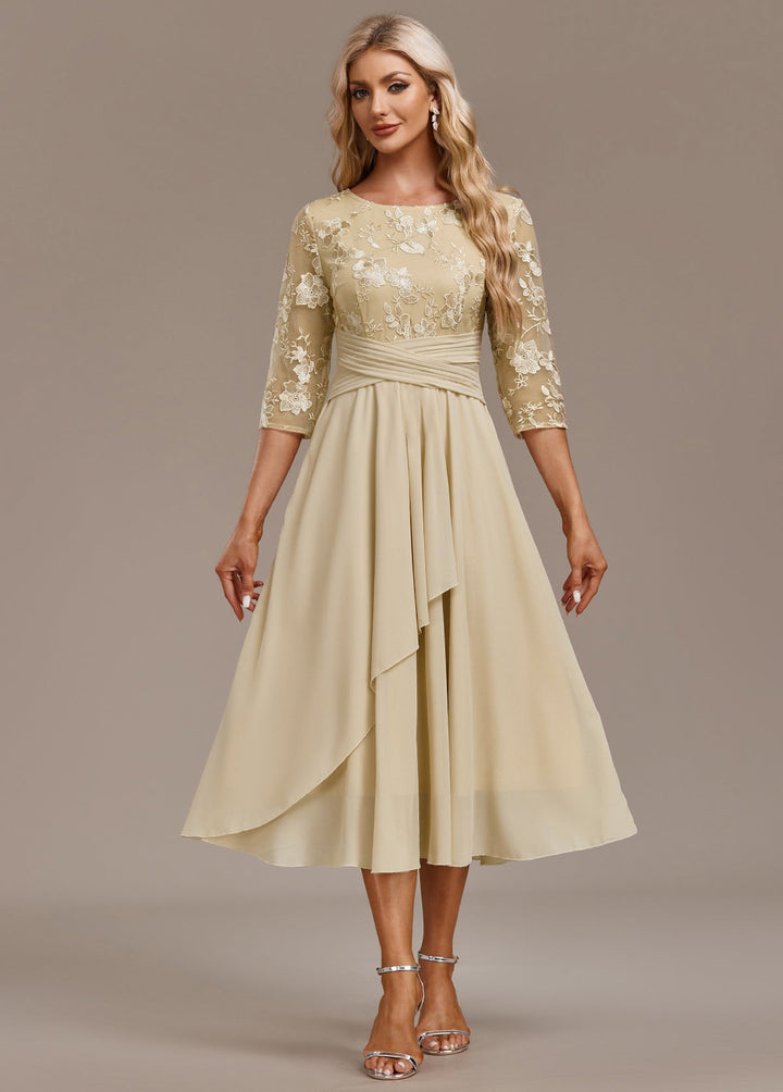 Ayla | Women's Elegant Embroidered Chiffon Midi Dress