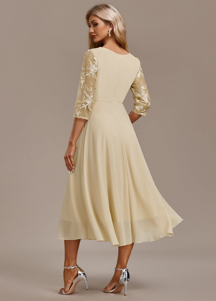 Ayla | Women's Elegant Embroidered Chiffon Midi Dress