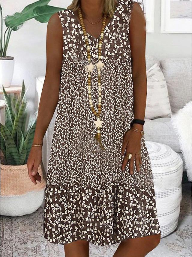 Ava | Women's Sleeveless Floral V-Neck Midi Dress