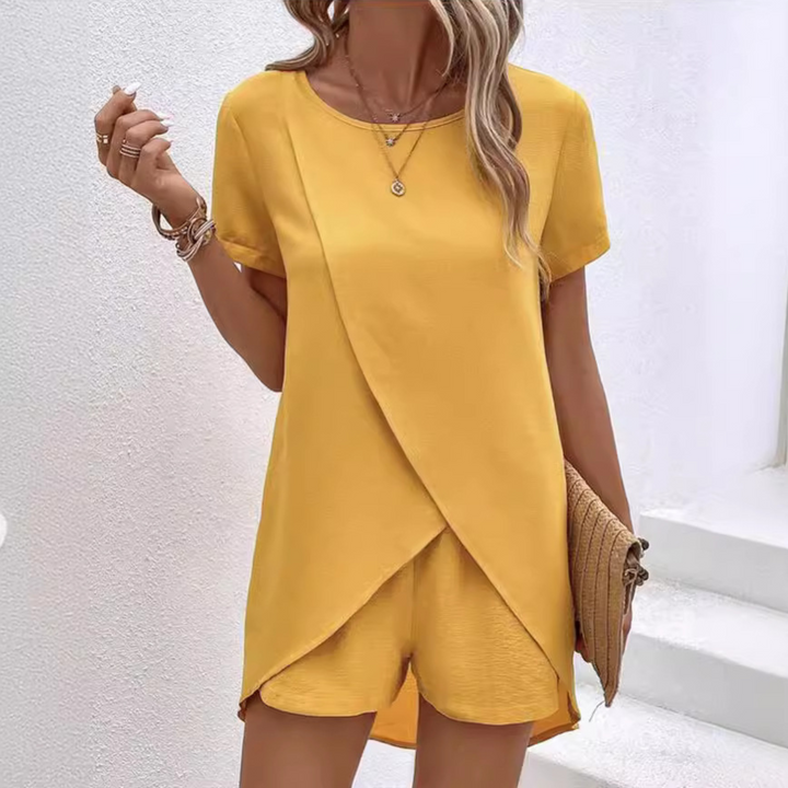 Janet | Casual Round Neck Midi Dress with Pants