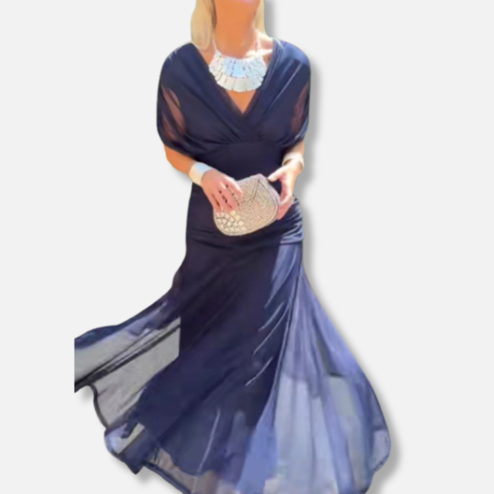 ELSIA CELESTE | ELEGANT DRESS WITH V-NECKLINE