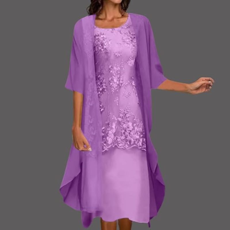 Nozie | Women's Embroided Midi Dress With Matching Cardigan