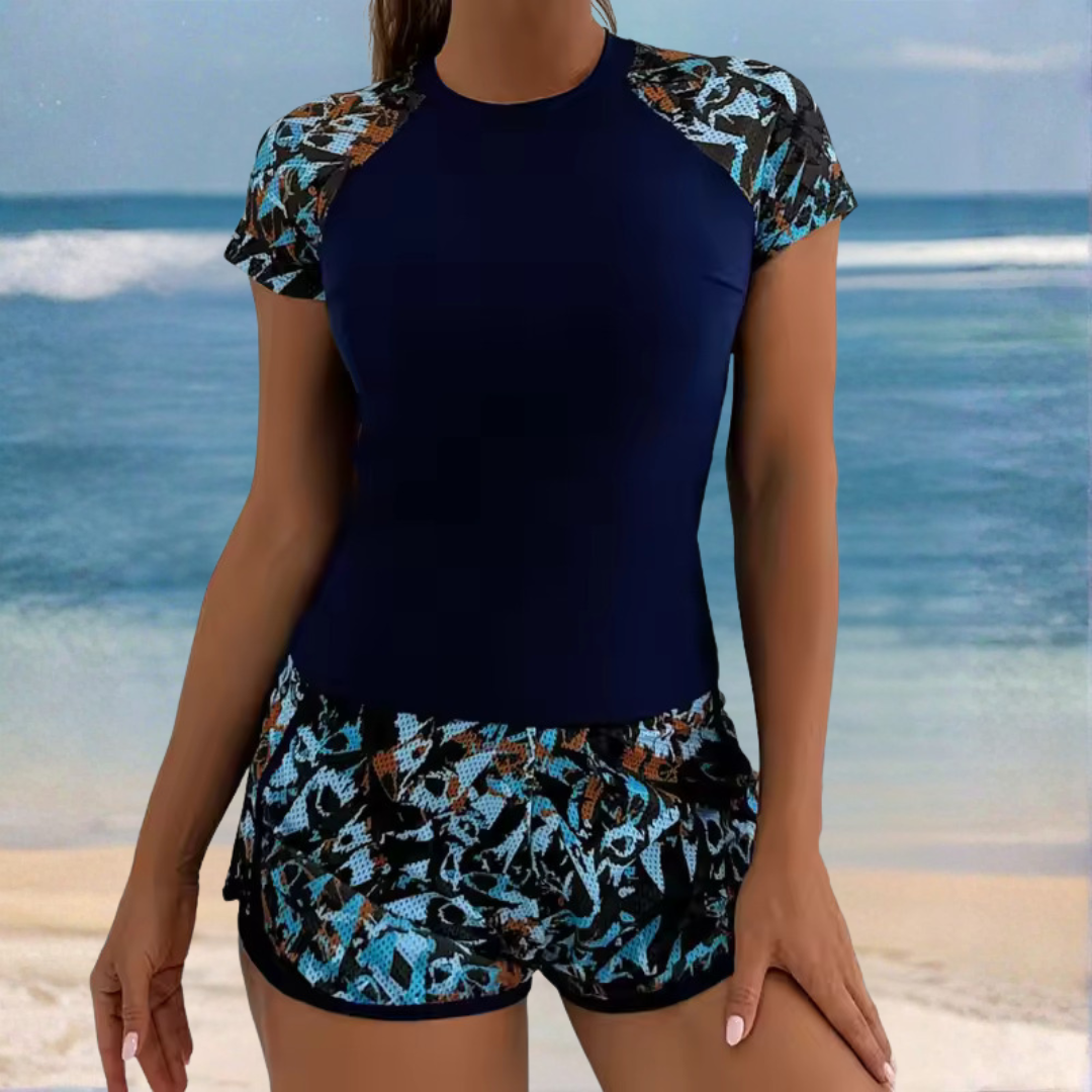 MIA | SHORT-SLEEVE TWO-PIECE SWIMSUIT SET