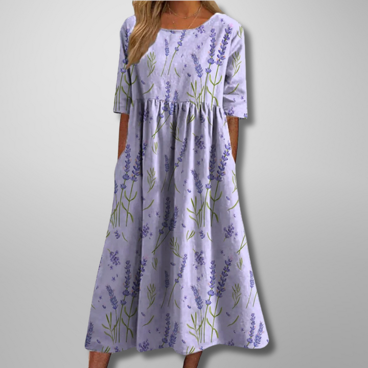 Alicia | Women’s Summer Casual Chic Floral Print Midi Dress