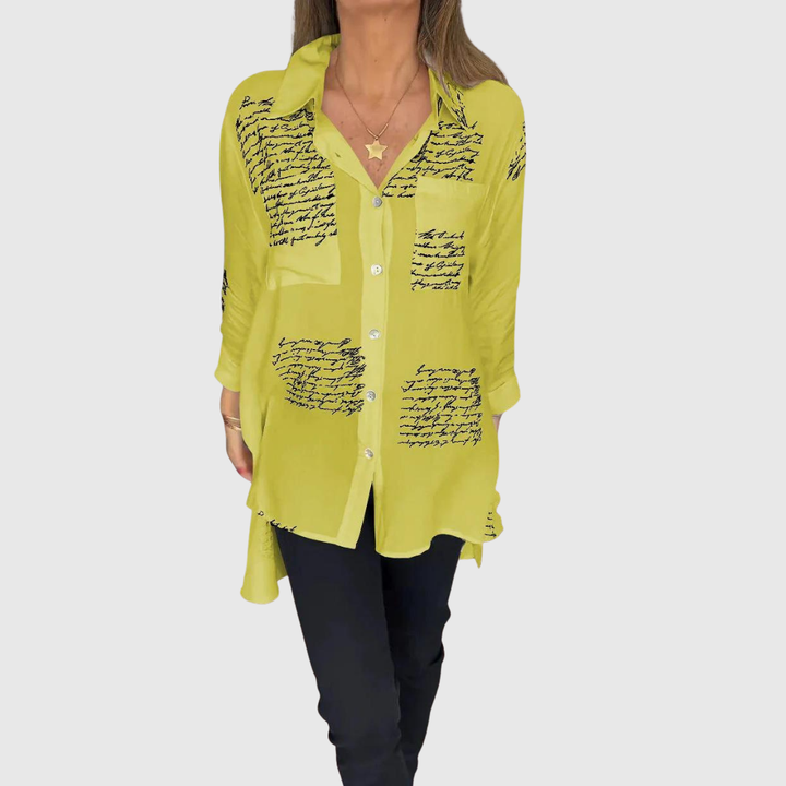 TIEMONA | RELAXED SCRIPT BUTTON SHIRT