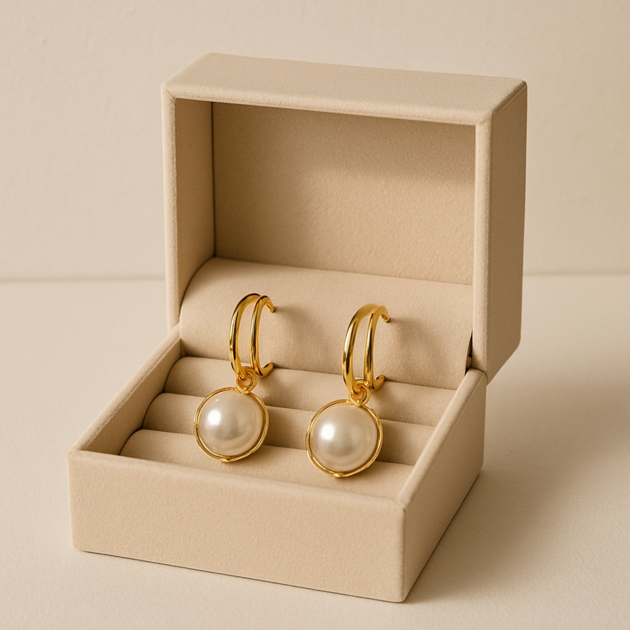 Gold Pearl Drop Earrings