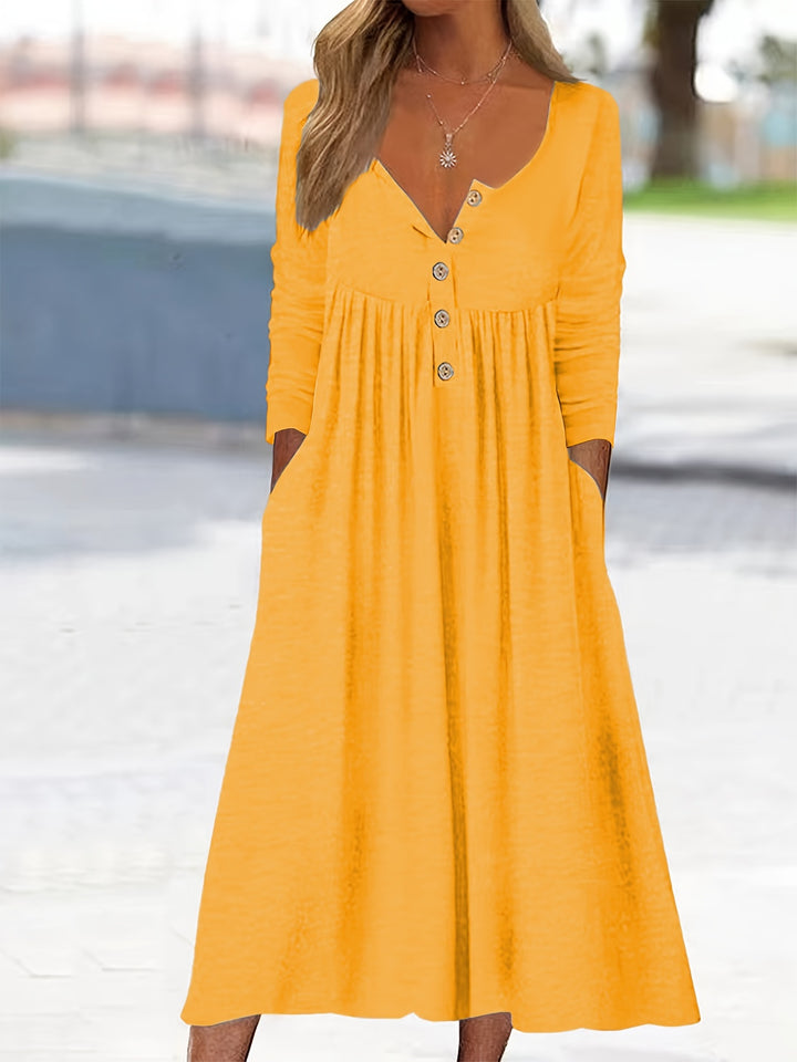 ZARA | SOLID BUTTON-FRONT MIDI DRESS