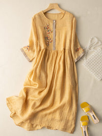 Clara | Women's Elegant Linen Midi Dress