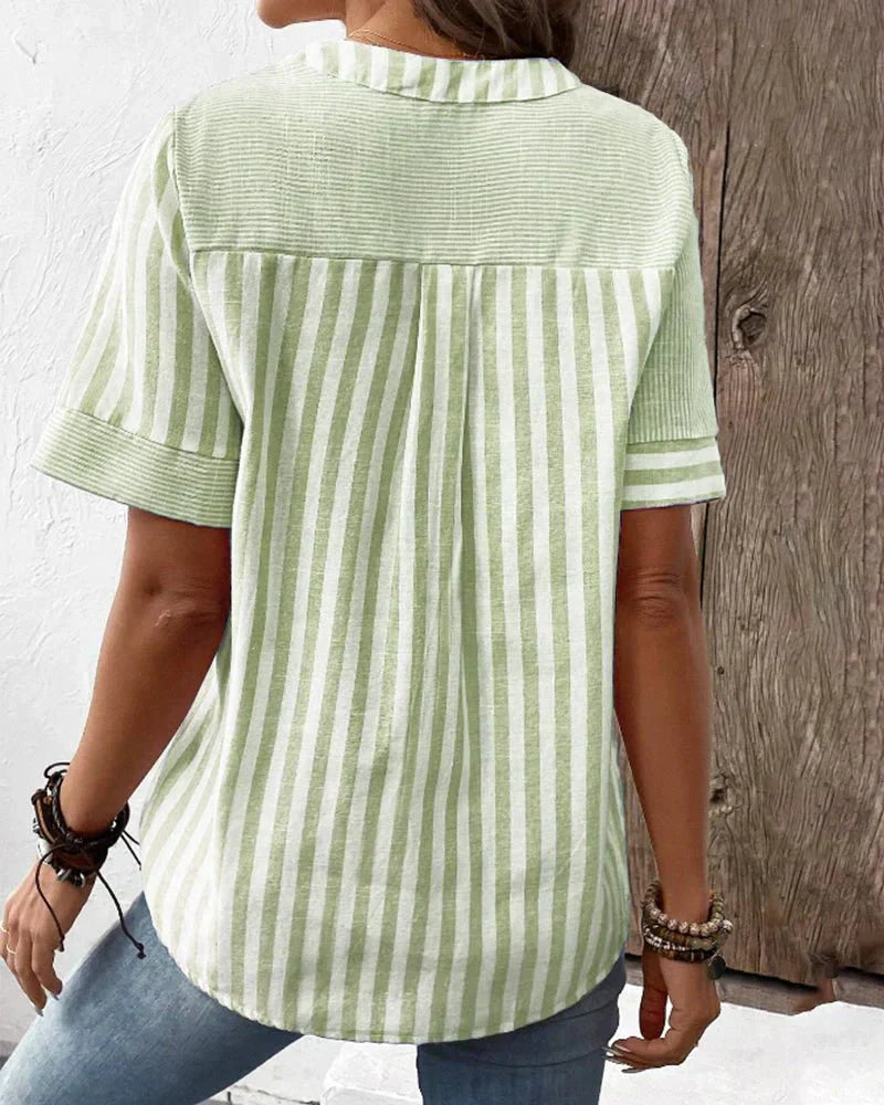 Lila | Women's Casual Striped Blouse with Short Sleeves