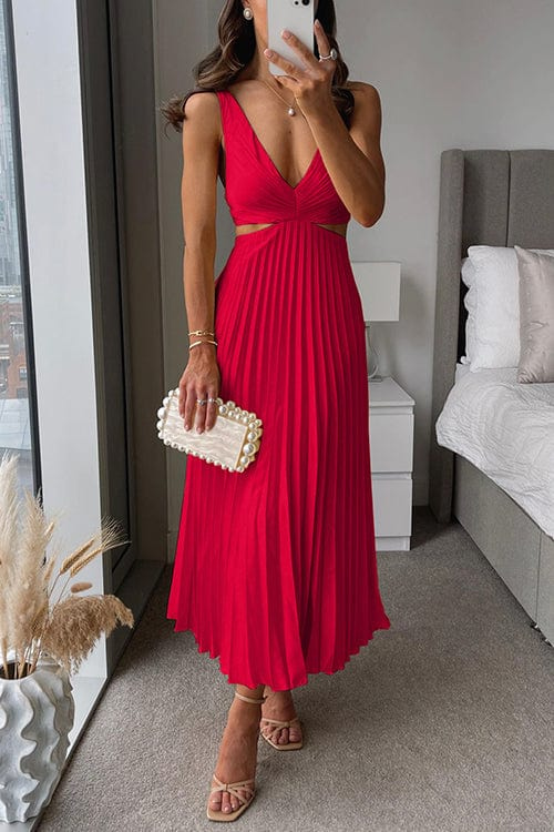 Luna | Women's Pleated Wedding Guest Midi Dress