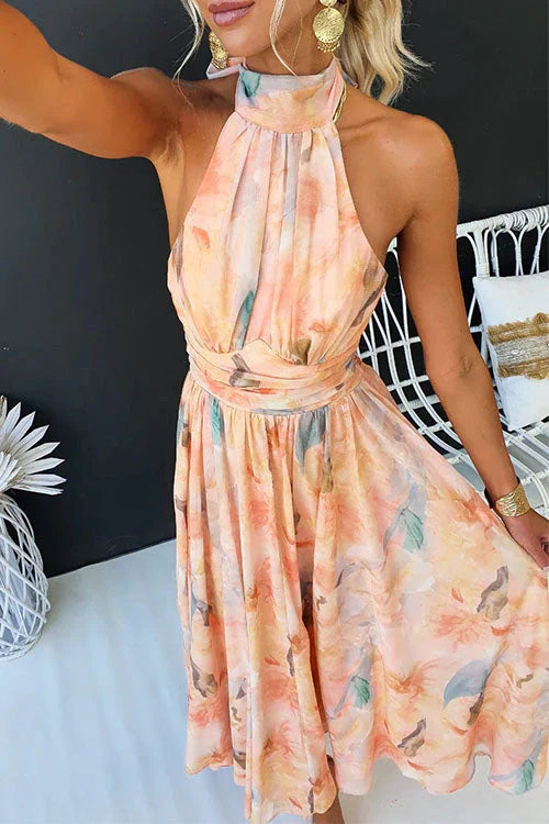 Sandra | Women's Summer Halterneck Midi Dress