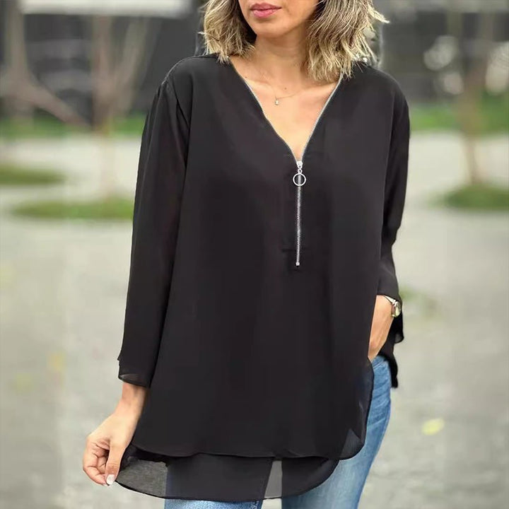 LORELAI | CHIFFON ZIPPER COMFORT BLOUSE