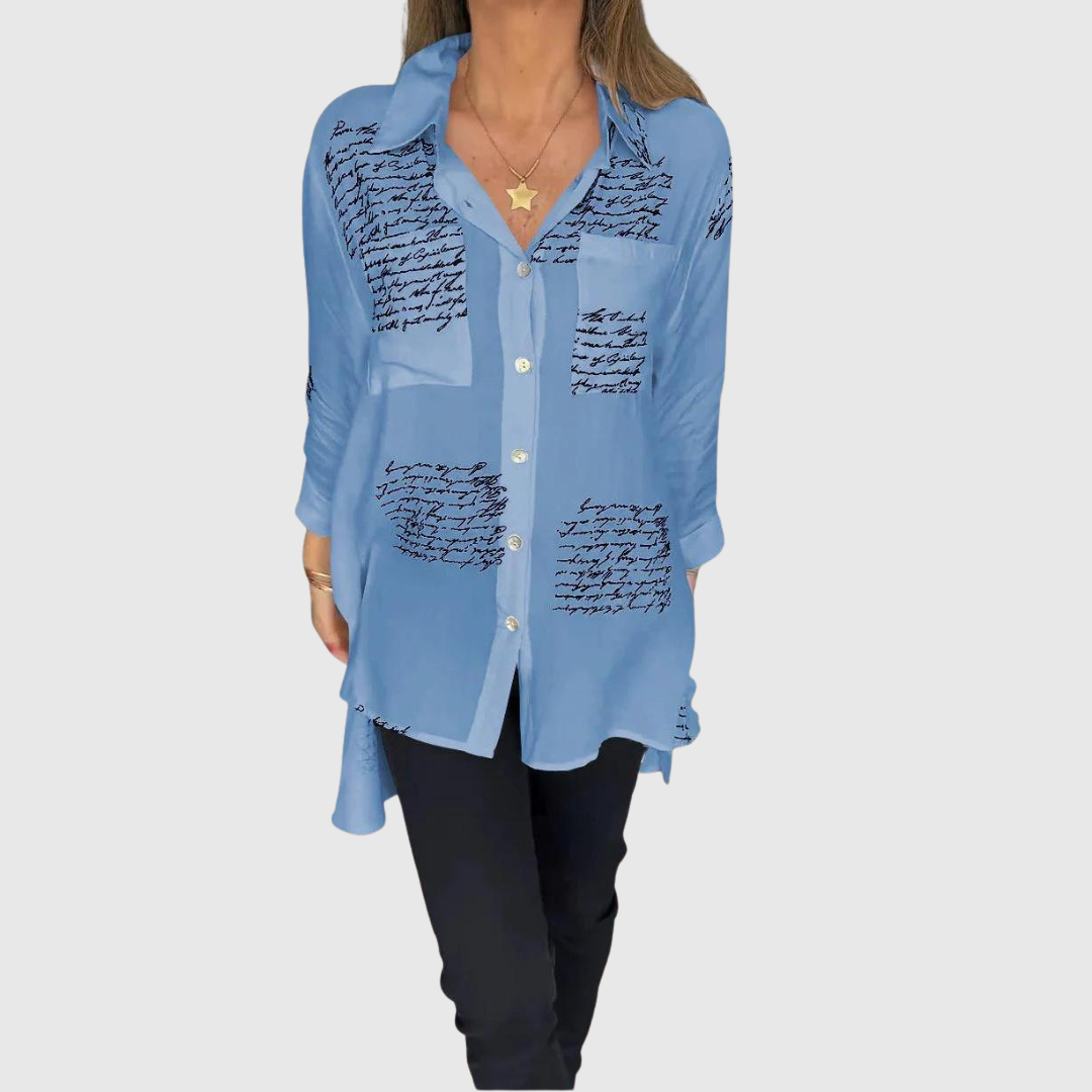 TIEMONA | RELAXED SCRIPT BUTTON SHIRT