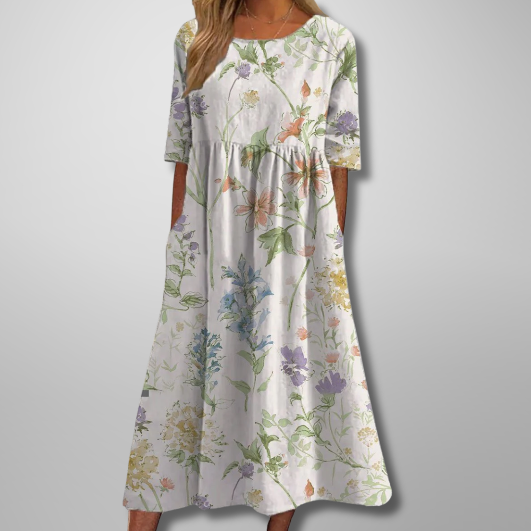 Alicia | Women’s Summer Casual Chic Floral Print Midi Dress