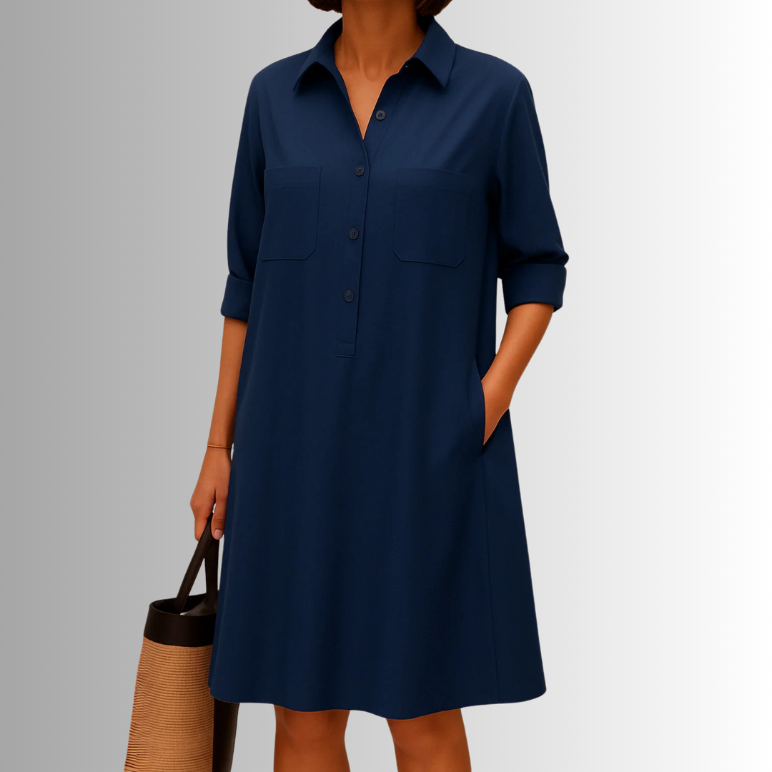 Lennon | Women's Sophisticated Midi Shirtdress With Buttons