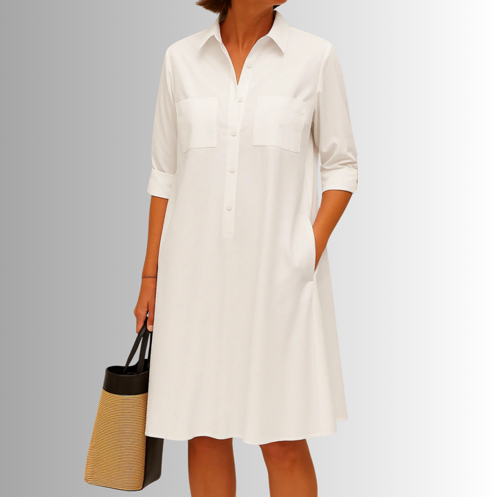 Lennon | Women's Sophisticated Midi Shirtdress With Buttons