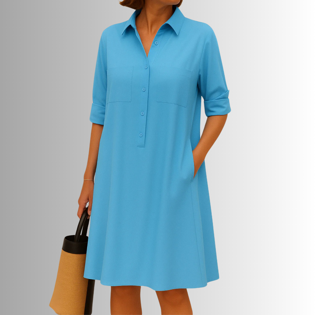 Lennon | Women's Sophisticated Midi Shirtdress With Buttons