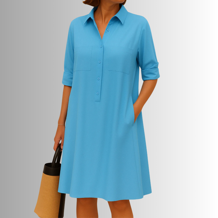 Lennon | Women's Sophisticated Midi Shirtdress With Buttons