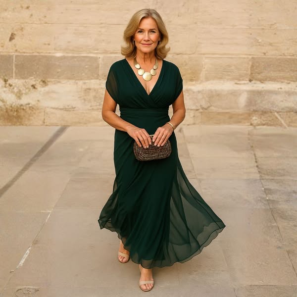 ELSIA CELESTE | ELEGANT DRESS WITH V-NECKLINE