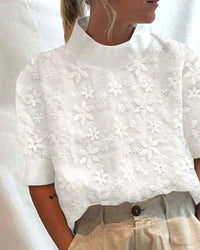 Stefanie | Women's Mockneck Floral Blouse Top