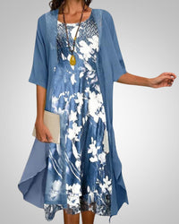 Reese | Women's Printed Boho Midi Dress With Cardigan Set