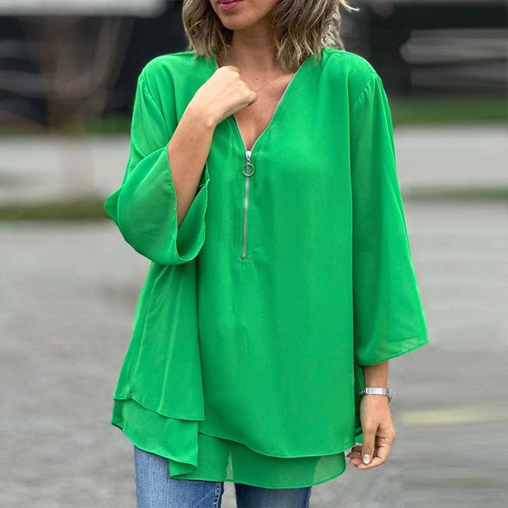 LORELAI | CHIFFON ZIPPER COMFORT BLOUSE
