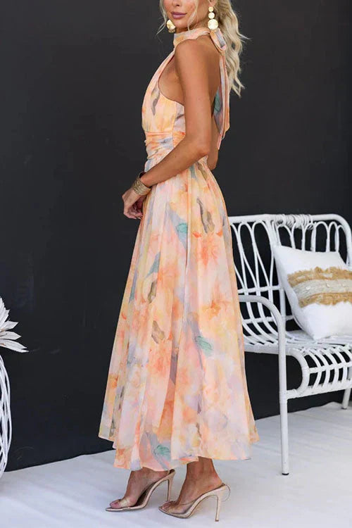 Sandra | Women's Summer Halterneck Midi Dress