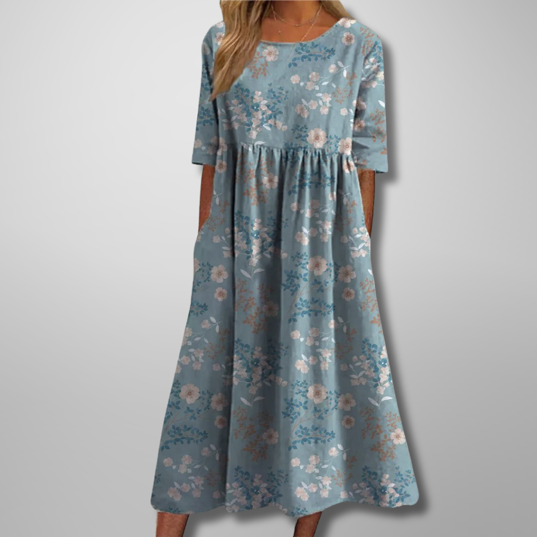 Alicia | Women’s Summer Casual Chic Floral Print Midi Dress