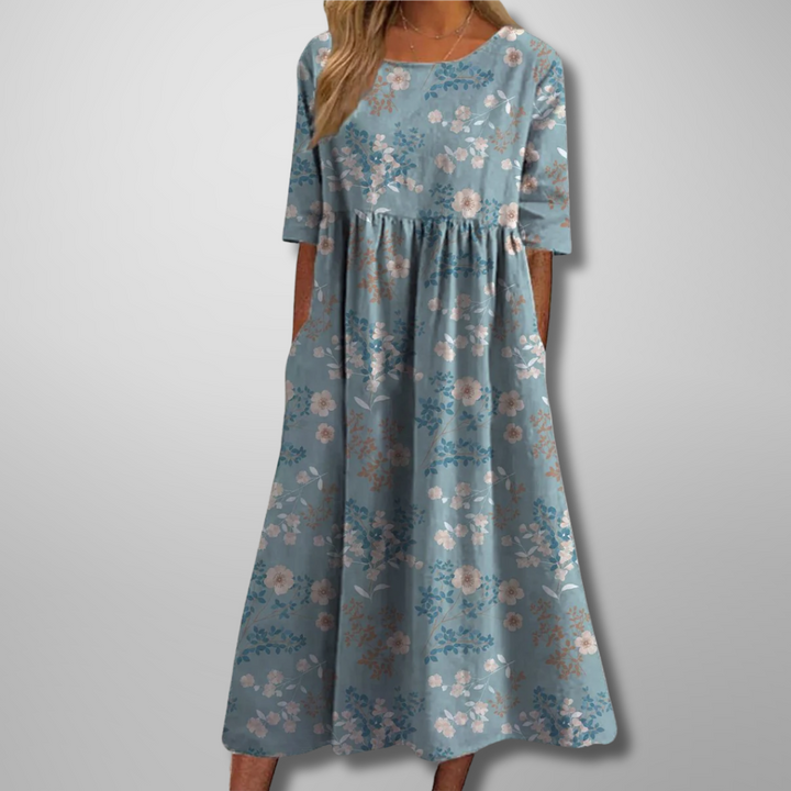 Alicia | Women’s Summer Casual Chic Floral Print Midi Dress