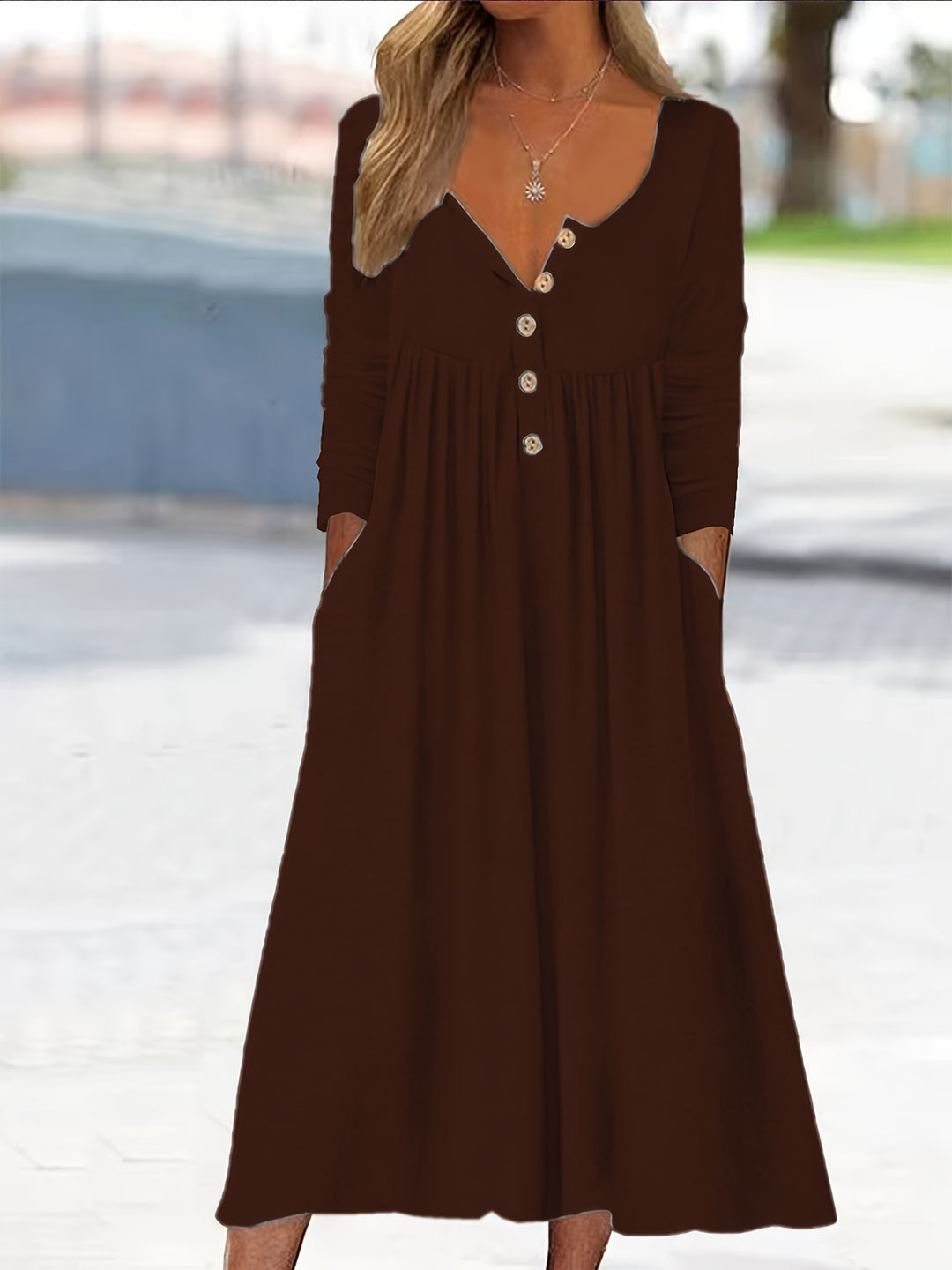 ZARA | SOLID BUTTON-FRONT MIDI DRESS