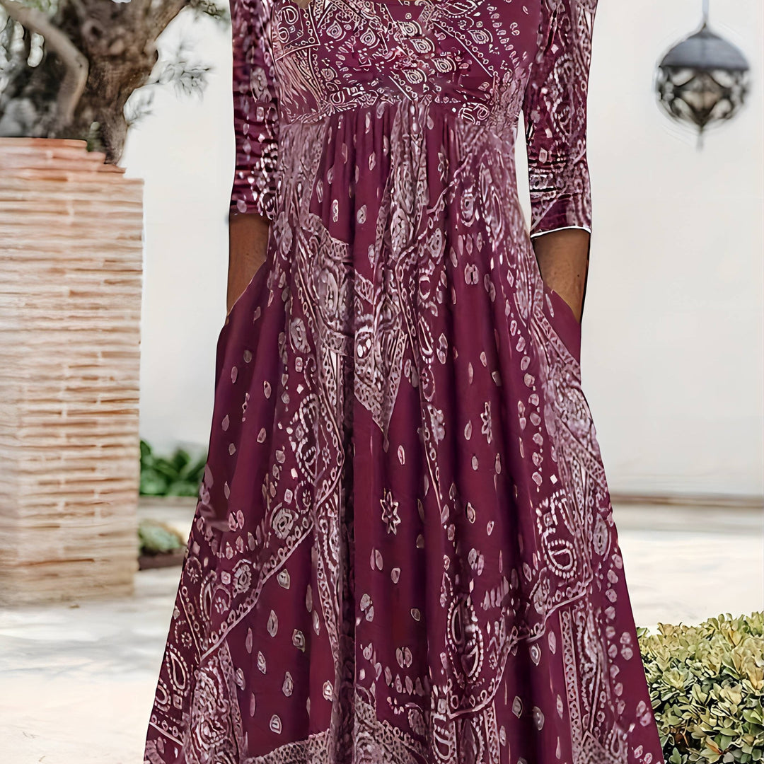 ELOWEN | CASUAL LONG SLEEVE MIDI DRESS